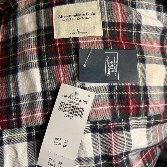 Abercrombie and Fitch Soft Collection Large Flannel NWT - Picture 2 of 6